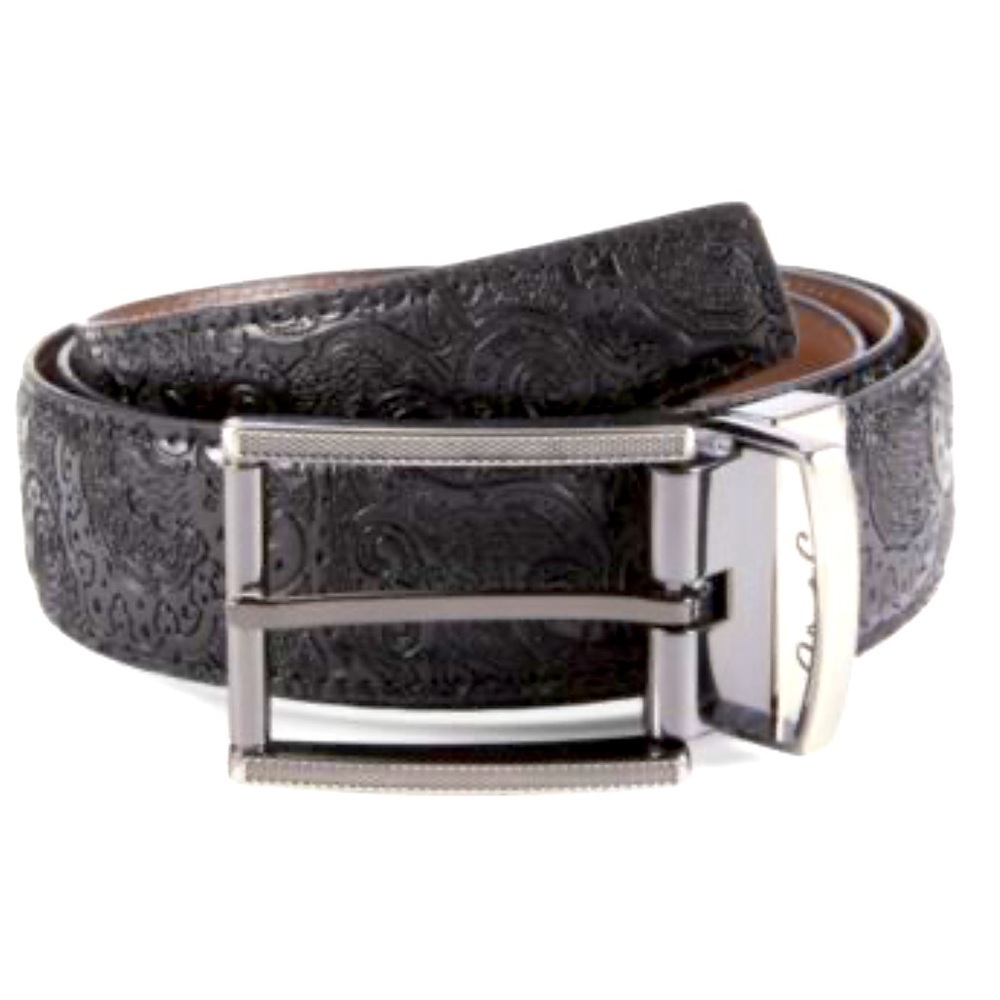 Robert Graham Astrid reversible black embossed/brown size 32. Leather length 36”